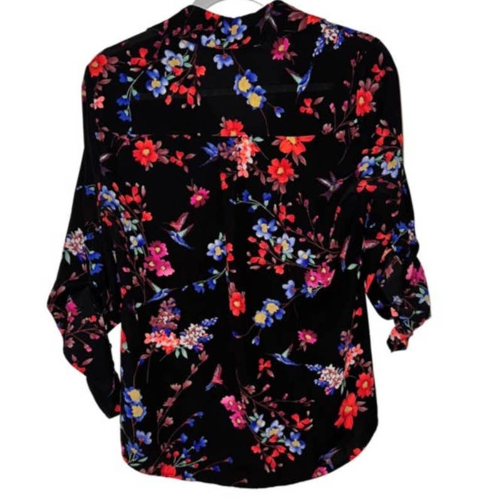 EXPRESS BLACK WITH VIBRANT MULTICOLOR FLORAL 2 POCKETS SMALL - Picture 2 of 4